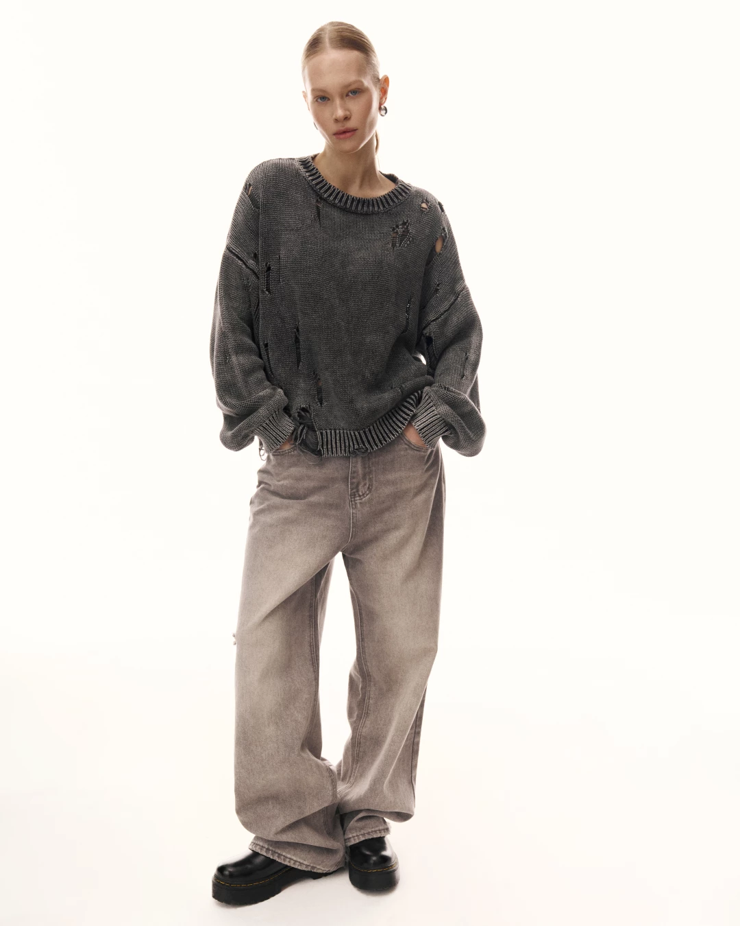 Джемпер рваный с эффектом варки 3 Look Online